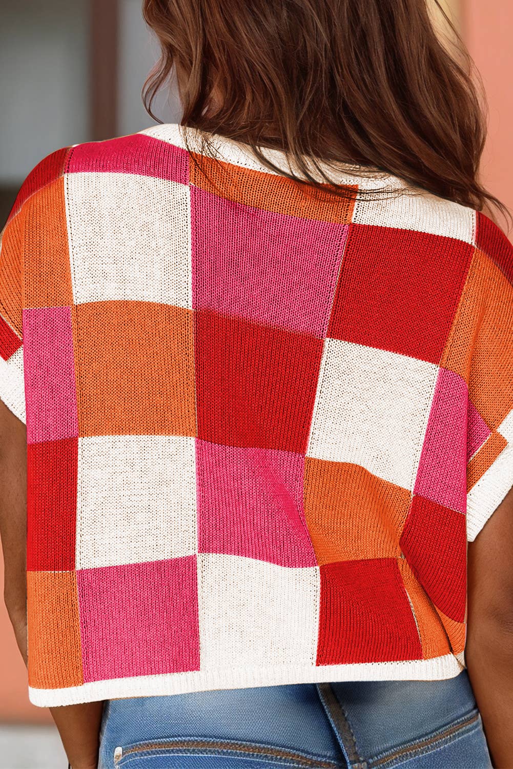 Women Color Block Cap Sleeve Knitted Sweater Top | S-XL