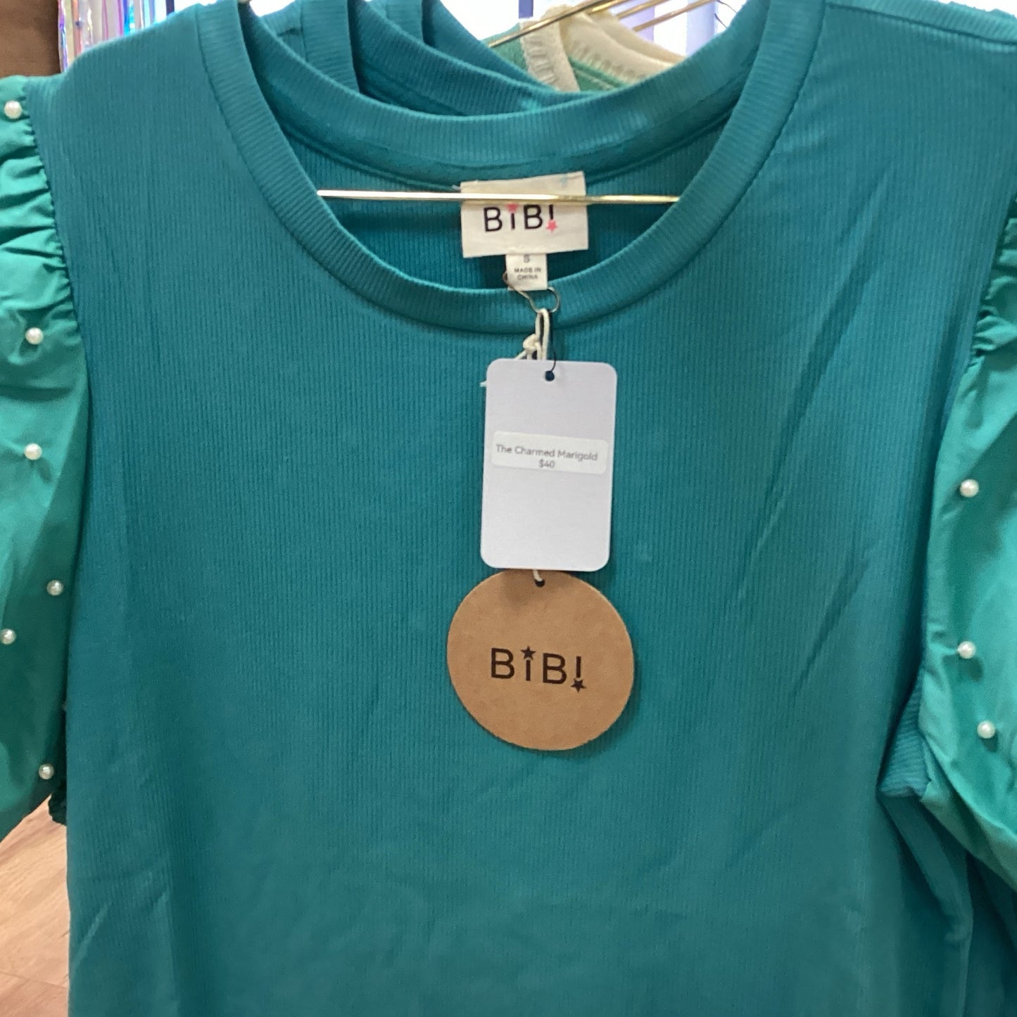Teal pearl shirt