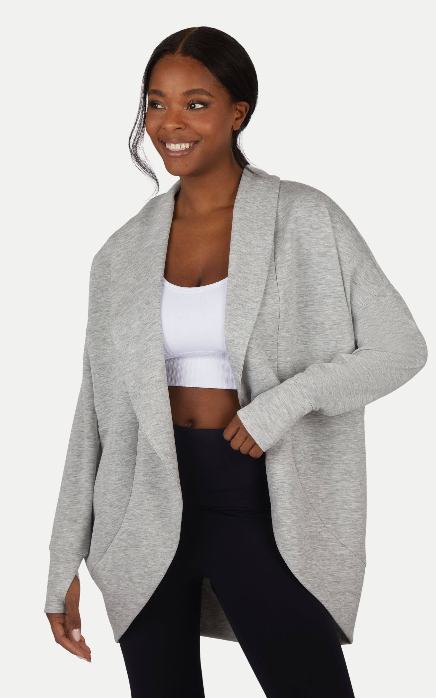Women's Soft Scuba Cardigan with Side Seam Pockets