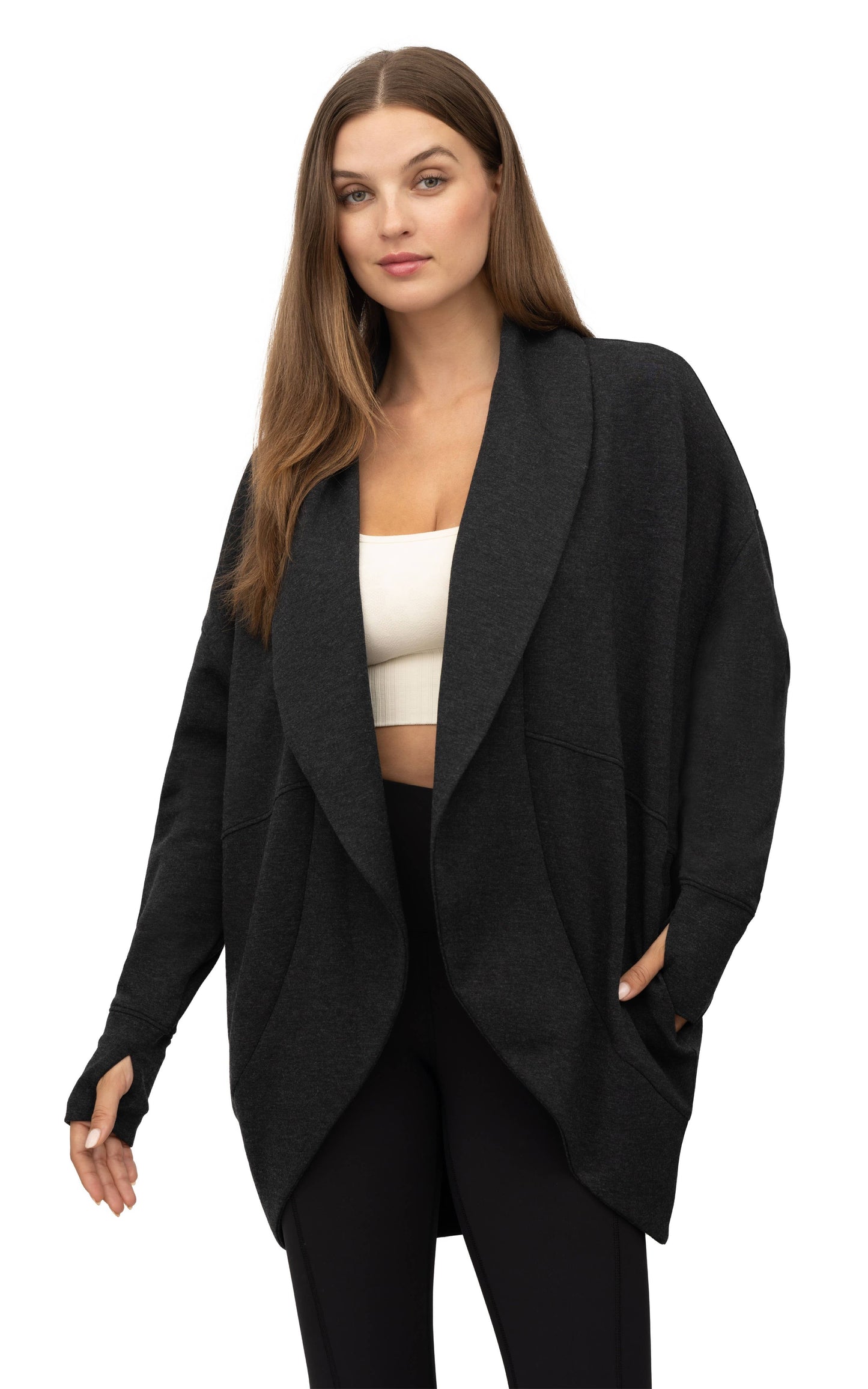 Women's Soft Scuba Cardigan with Side Seam Pockets