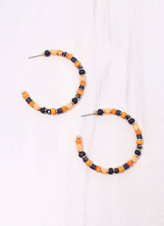 Bartlett Beaded Hoop Earring NAVY ORANGE