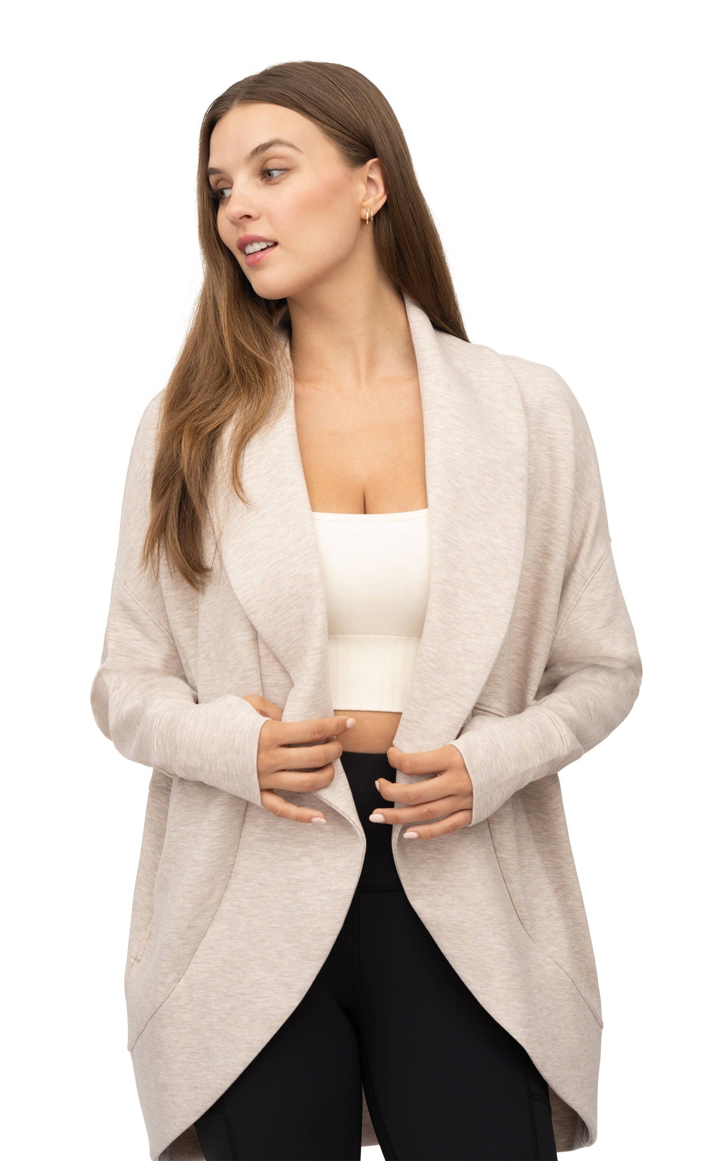 Women's Soft Scuba Cardigan with Side Seam Pockets