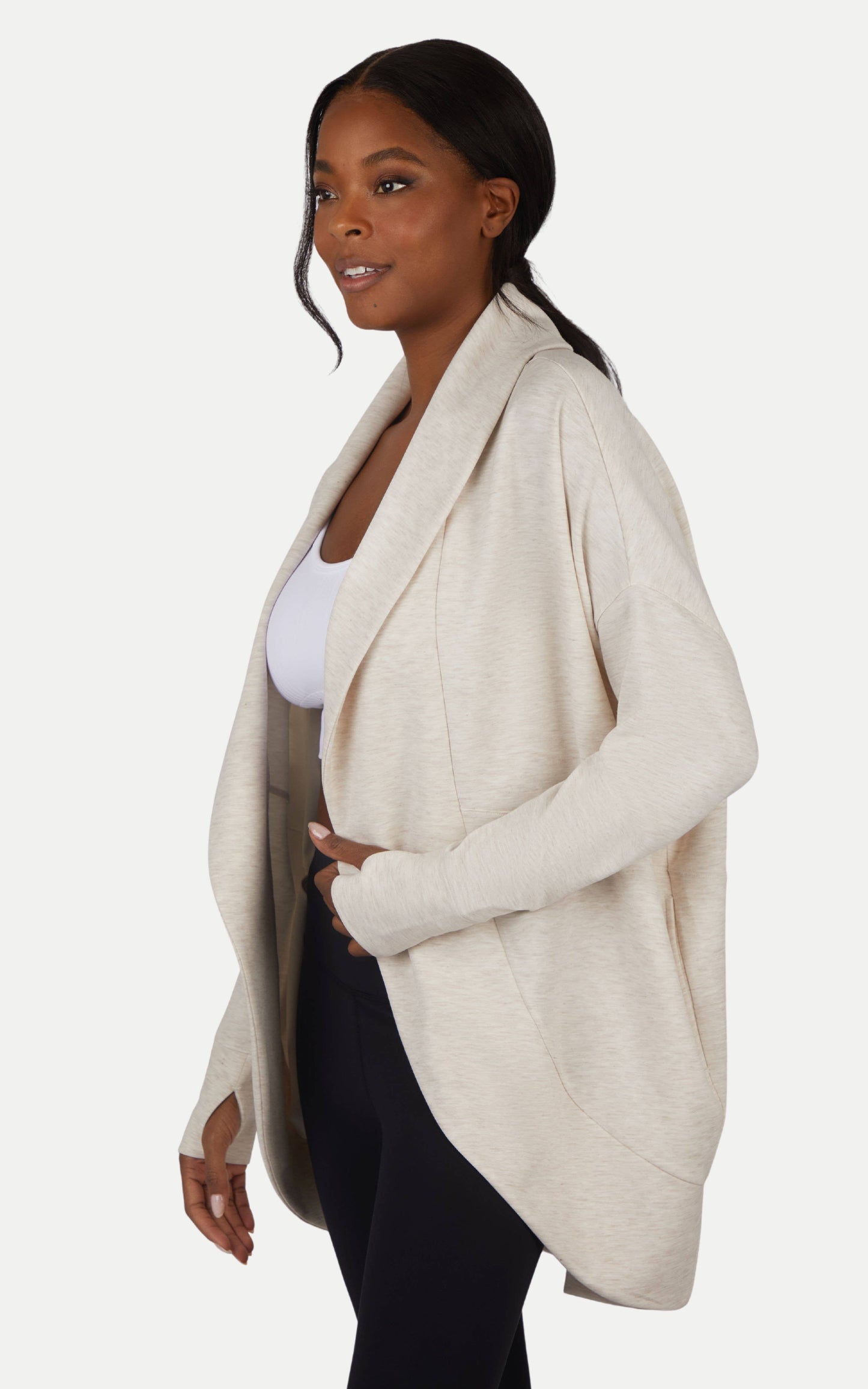 Women's Soft Scuba Cardigan with Side Seam Pockets