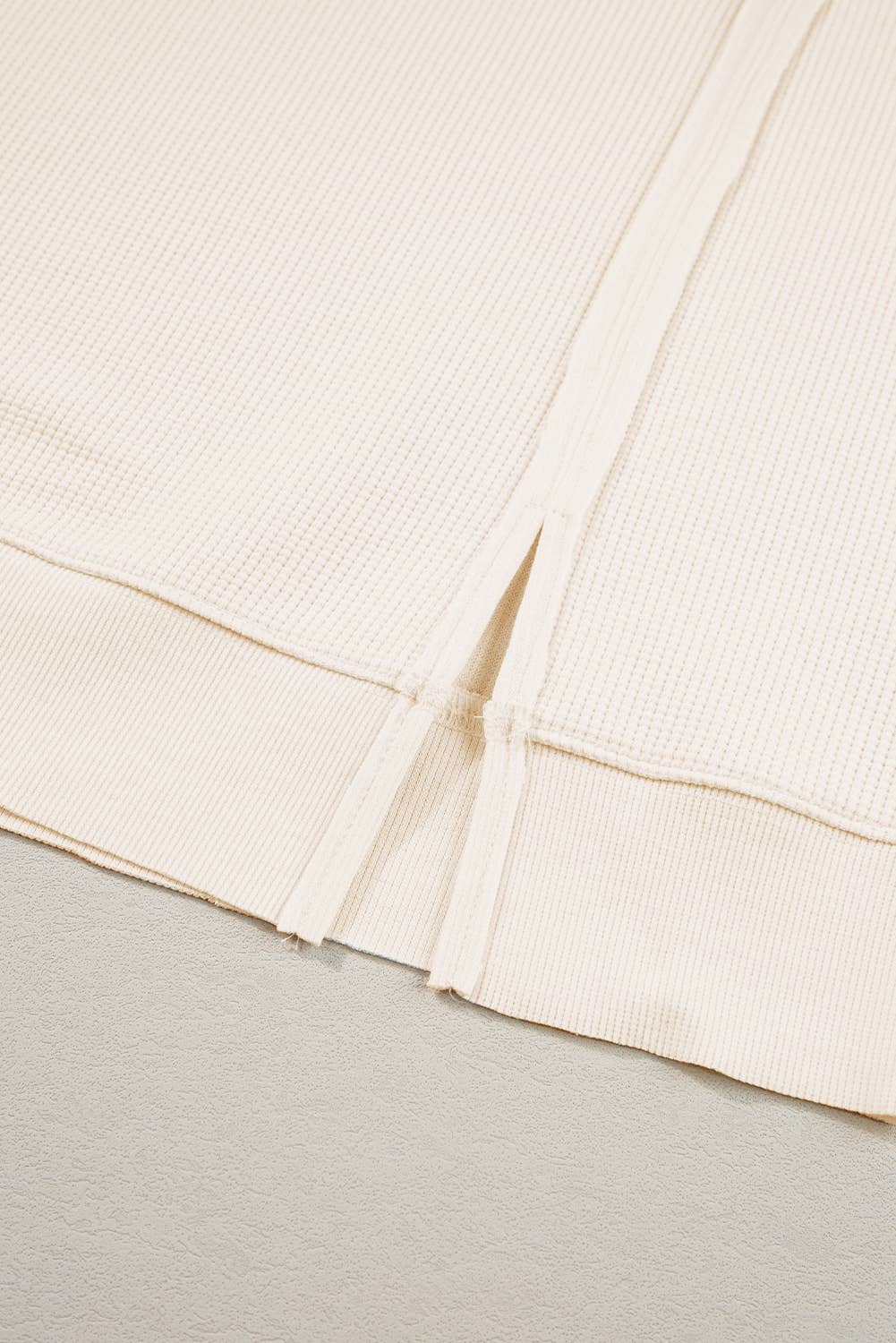 Waffle Knit * Long Sleeve Split Oversized Sweatshirt | S-2XL