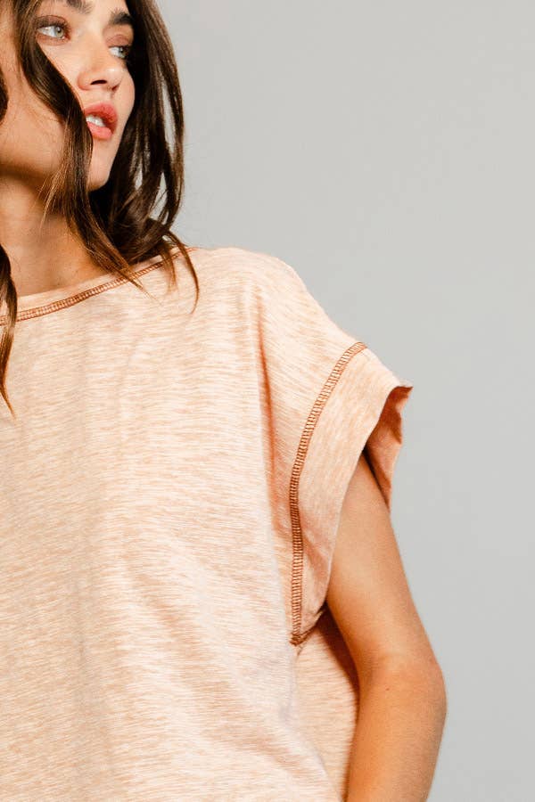 T2177 Overlap Open Back Reverse Stitched Crop Top