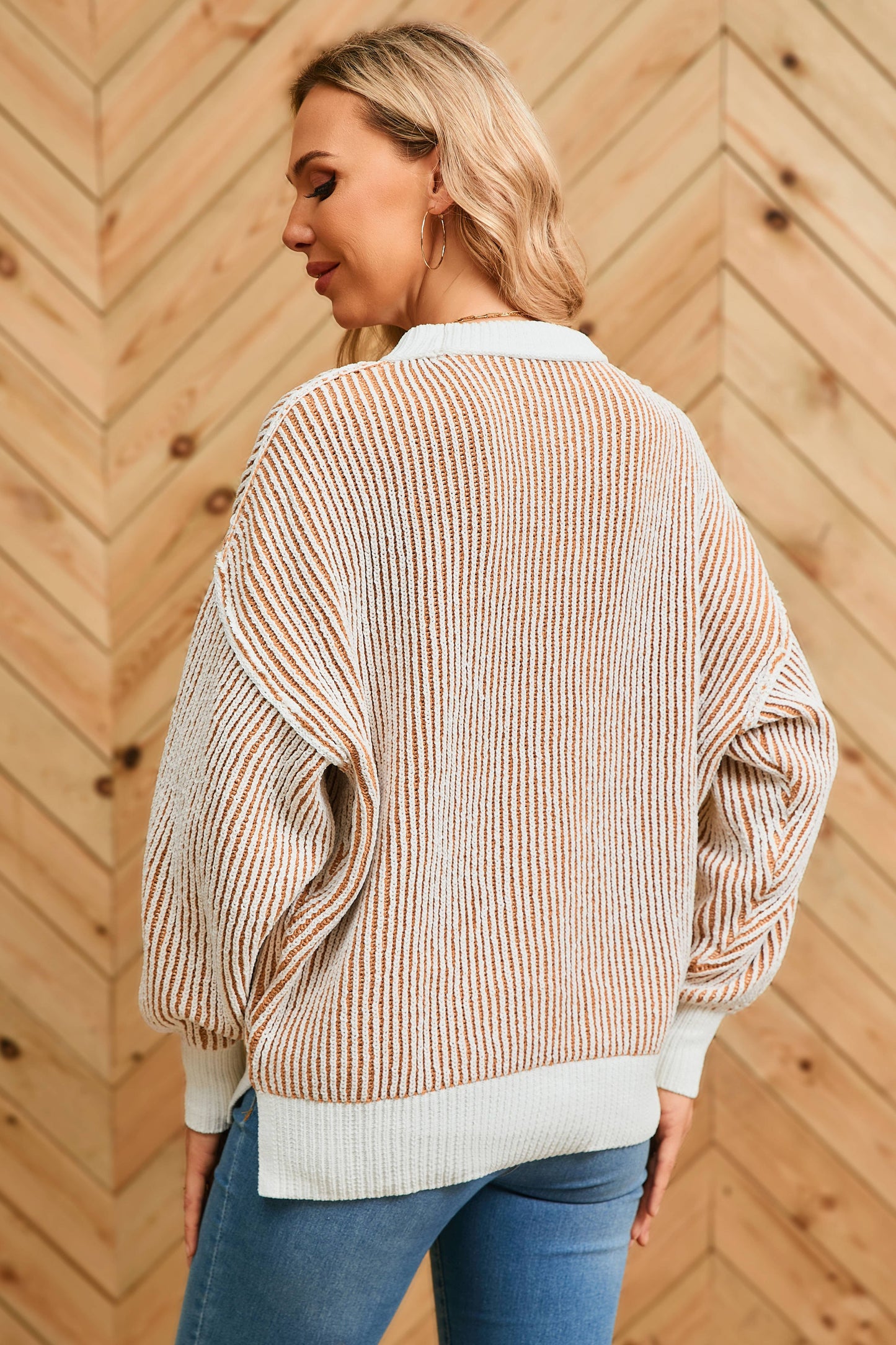 Textured Pick* Colorblock Loose Fit Knit Sweater | S-XL