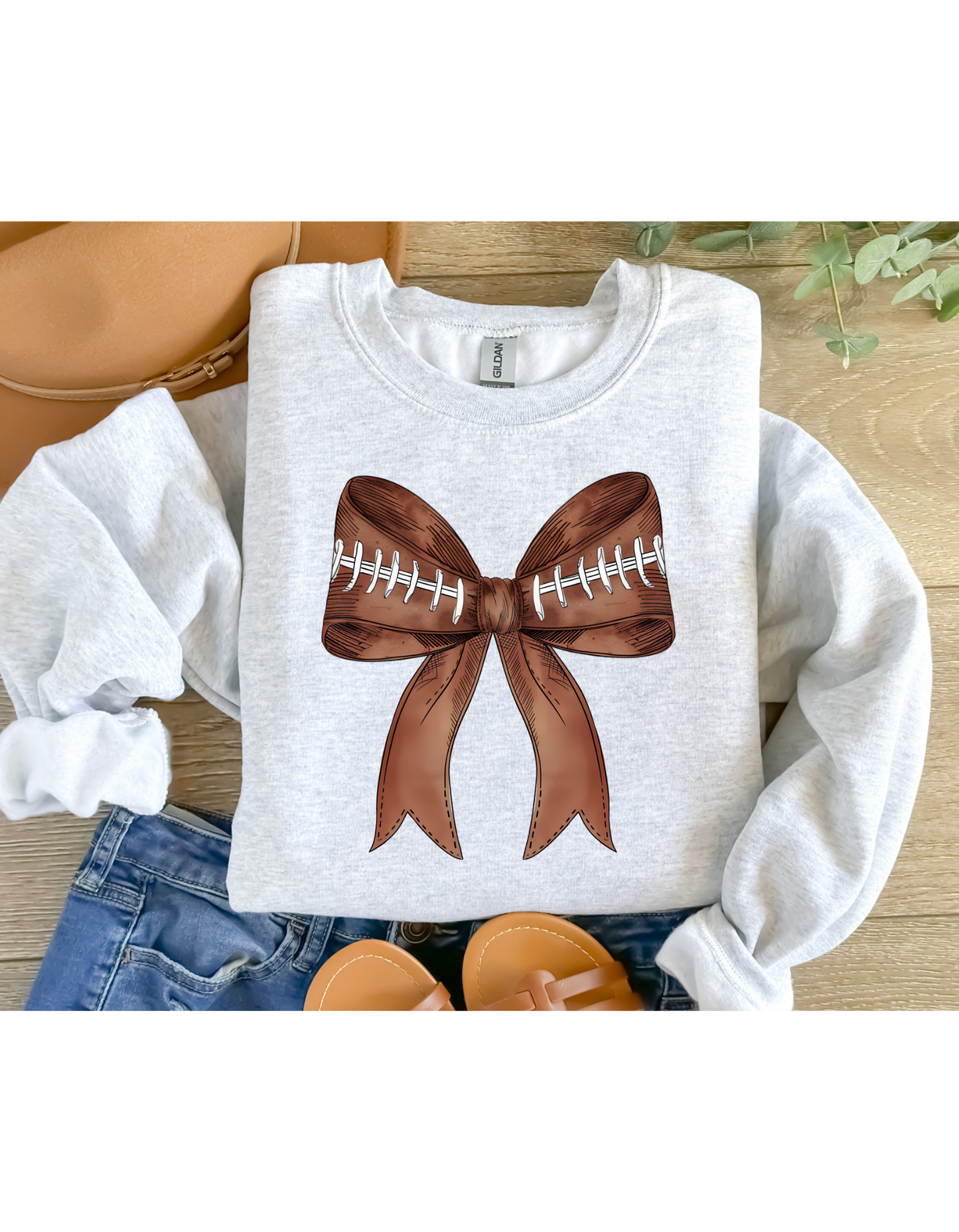 Football preppy bow graphic sweatshirt / tee