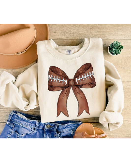 Football preppy bow graphic sweatshirt / tee