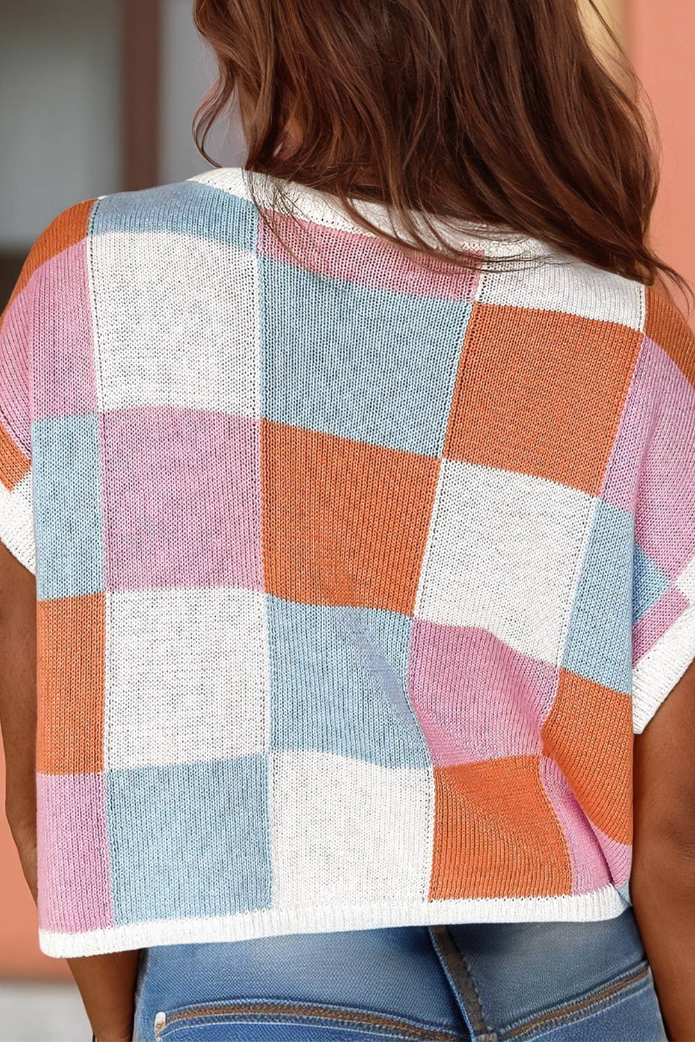 Women Color Block Cap Sleeve Knitted Sweater Top | S-XL